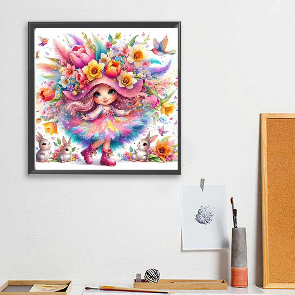 Flower Girl - Full Square Drill Diamond Painting 30*30CM