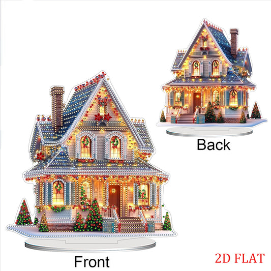 2D Flat Xmas House DIY Diamond Painting Desktop Decorations for Adults Beginner