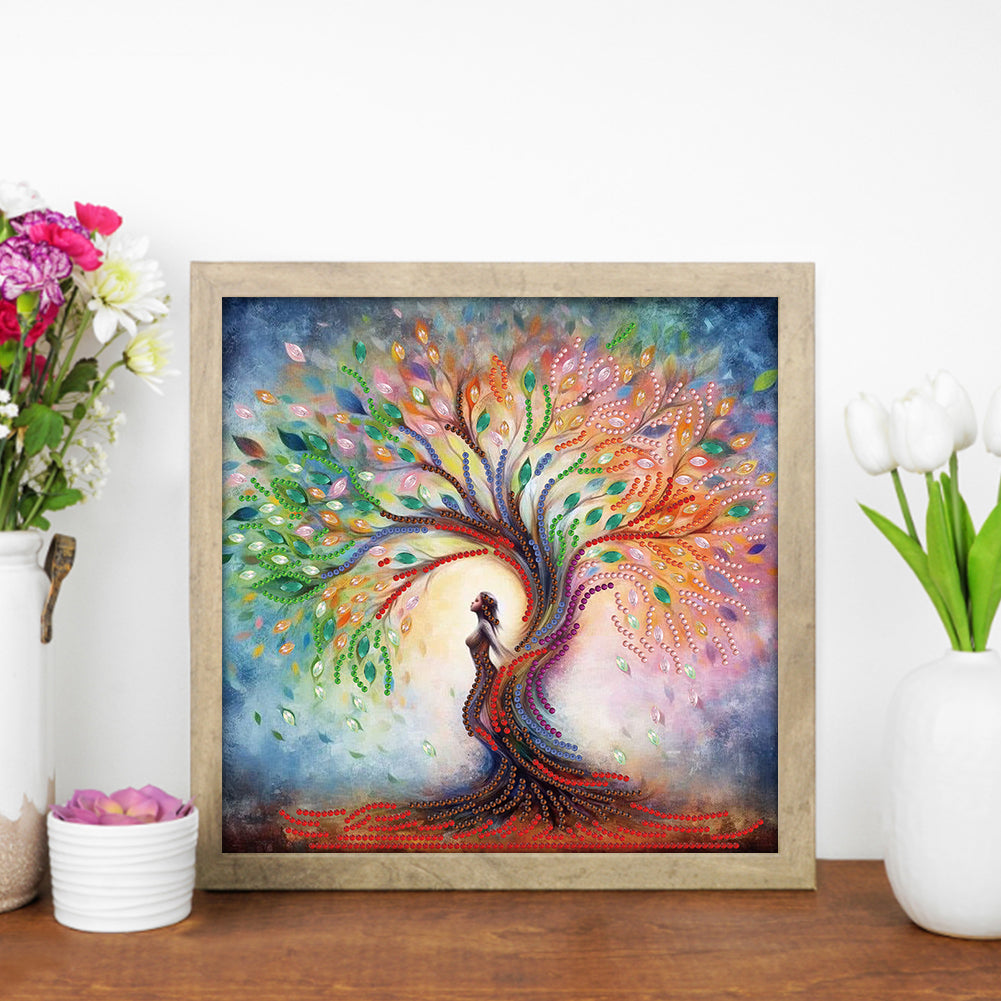 Tree And Girl - Special Shaped Drill Diamond Painting 30*30CM