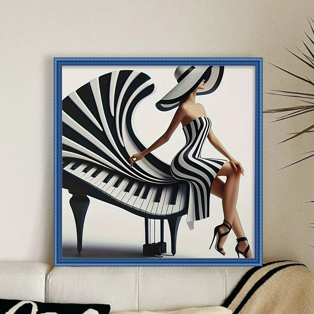 Piano Girl - 11CT Stamped Cross Stitch 40*40CM