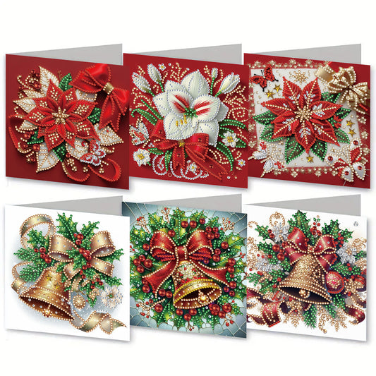 6PCS DIY Rhinestone Diamond Art Mosaic Postcards for Festivals and Celebrations