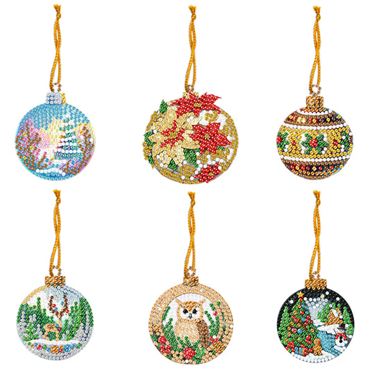 6pcs Xmas 2D Flat DIY Hanging Diamond Art Kits Window Hanging Art for Home Decor