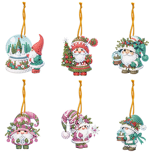 6pcs Xmas 2D Flat DIY Hanging Diamond Art Kits Window Hanging Art for Home Decor