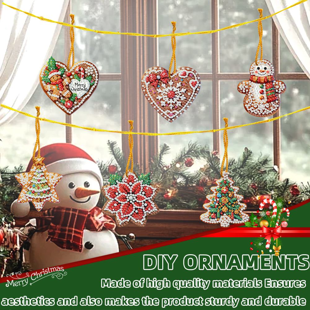 6pcs Xmas 2D Flat DIY Hanging Diamond Art Kits Window Hanging Art for Home Decor