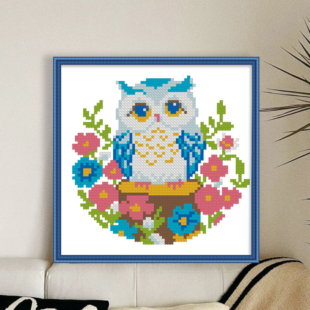 Cute Owl - 11CT Stamped Cross Stitch 24*24CM(Mona Lisa Brand)