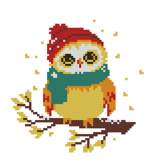 Owl With Scarf - 11CT Stamped Cross Stitch 24*24CM(Mona Lisa Brand)