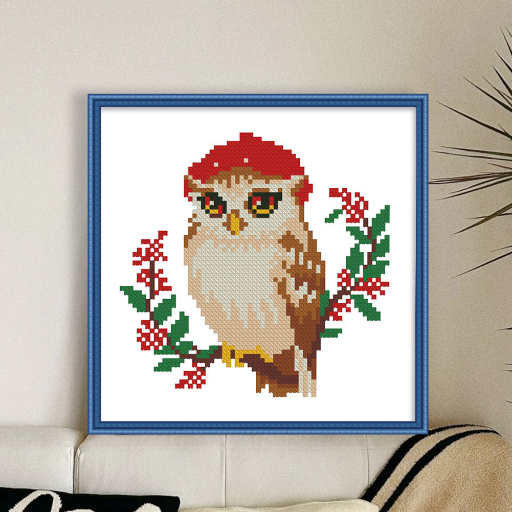 Owl - 11CT Stamped Cross Stitch 24*24CM(Mona Lisa Brand)