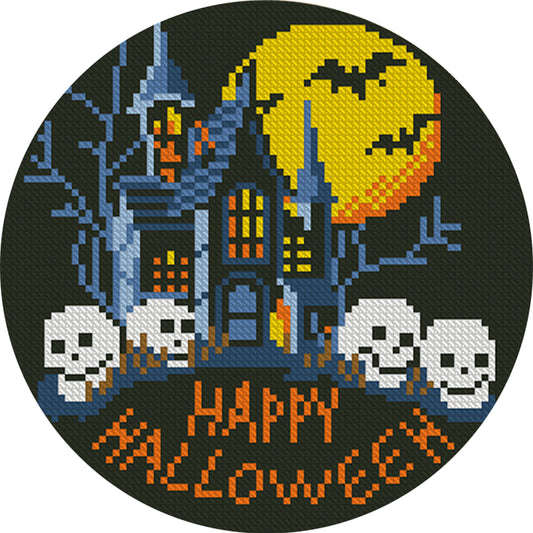 Halloween Haunted House - 11CT Stamped Cross Stitch 24*24CM(Mona Lisa Brand)