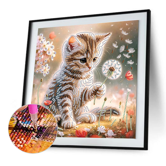 Dandelion Cat - Special Shaped Drill Diamond Painting 30*30CM