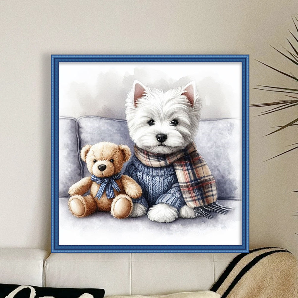Puppy And Bear - 11CT Stamped Cross Stitch 40*40CM