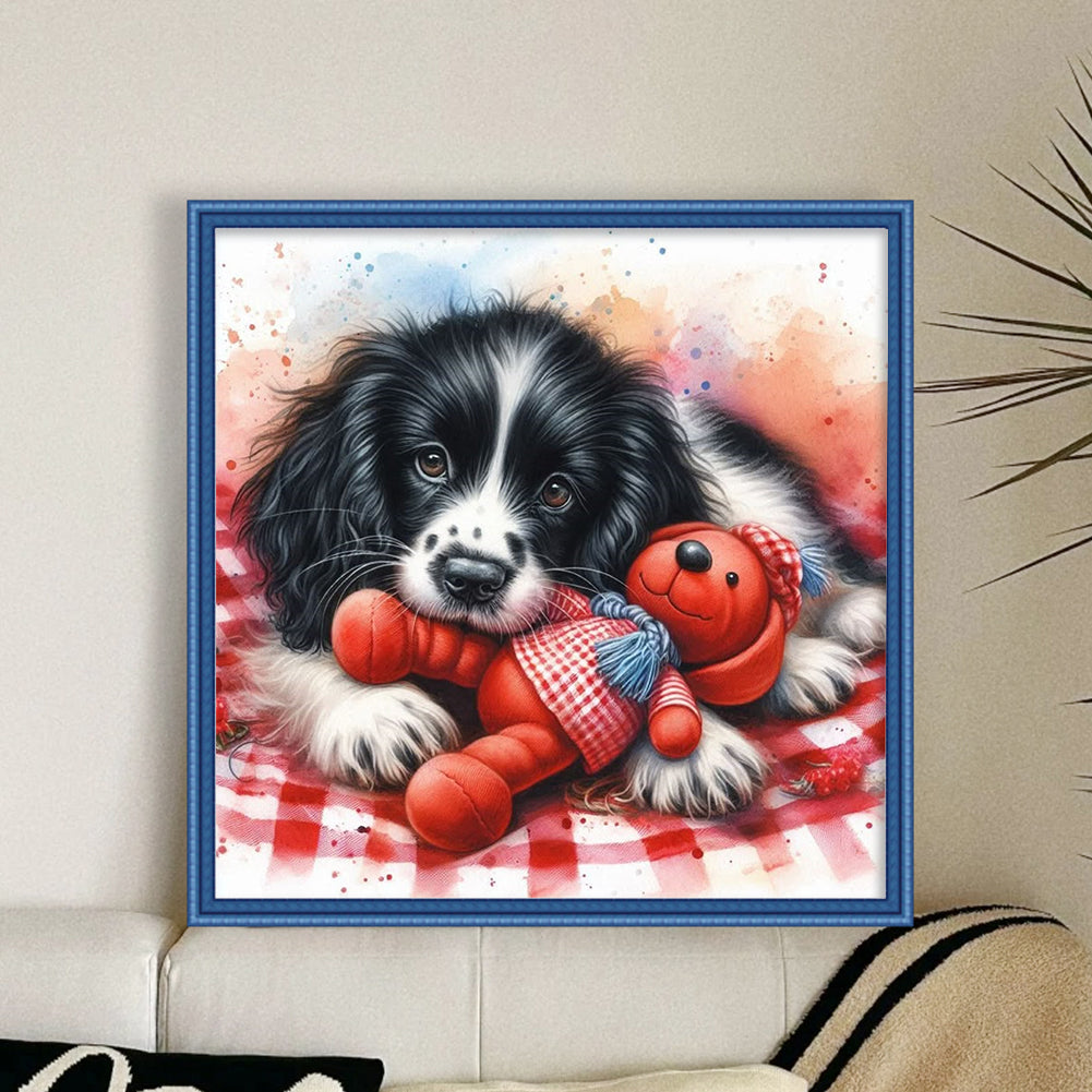 Puppy And Bear - 11CT Stamped Cross Stitch 40*40CM