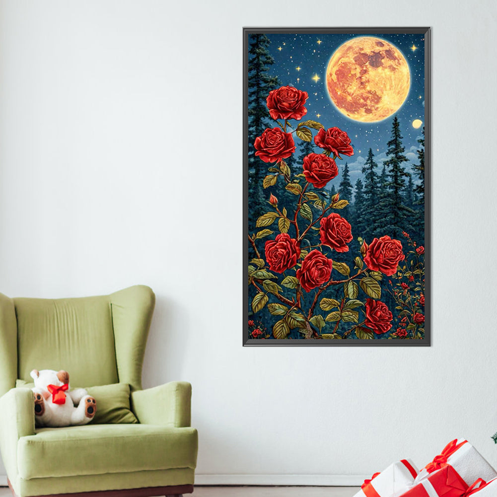 Bright Moon Rose - Full Round Drill Diamond Painting 40*70CM