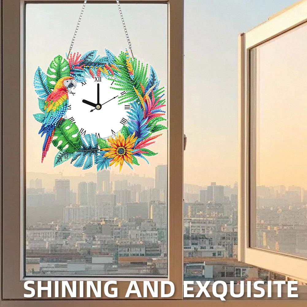 2D Flat DIY Rhinestone Diamond Art Clock Wall Pendants Diamond Clock Art Pendant