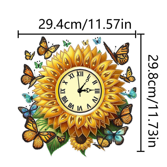 2D Flat DIY Sunflower Diamond Painting Clock Pendant 5D Hanging Clock Art Craft