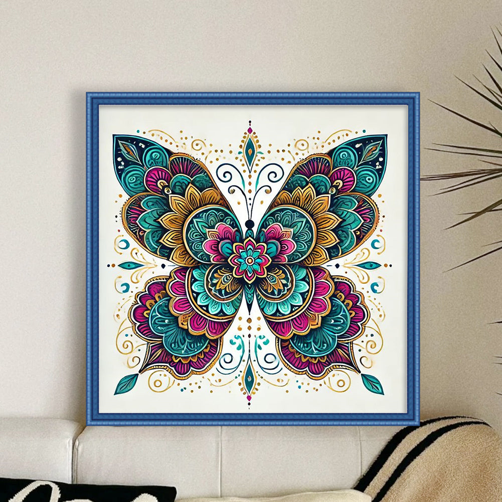 Butterfly With Mandala Pattern - 11CT Stamped Cross Stitch 50*50CM