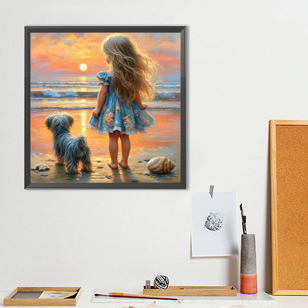Beach Girl - Full Round Drill Diamond Painting 40*40CM