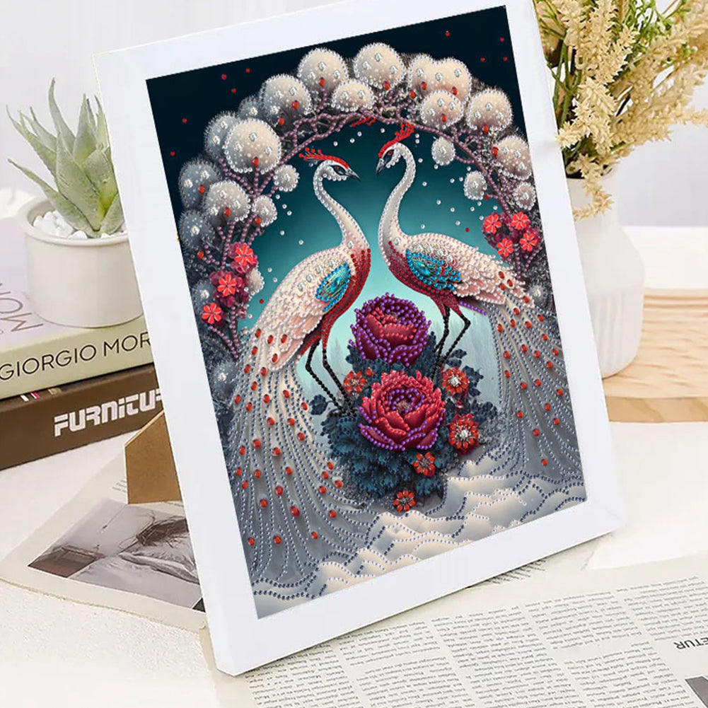 Flower Peacock - Special Shaped Drill Diamond Painting 30*40CM