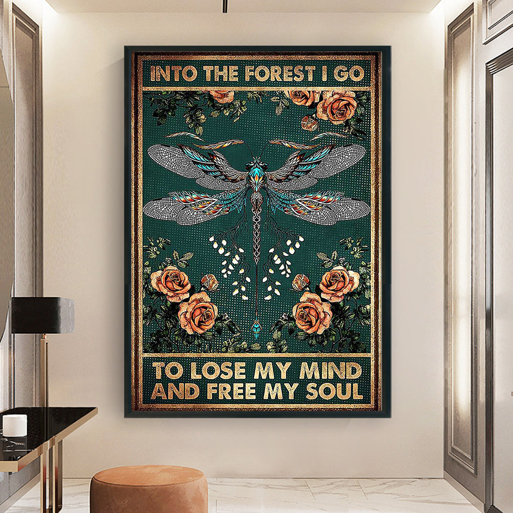 Vintage Poster - Dragonfly - 11CT Stamped Cross Stitch 50x70cm