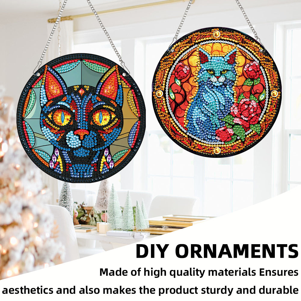 2pcs Animal Theme 2D Flat DIY Diamond Art Pendant Wall Decor for Home & Windows