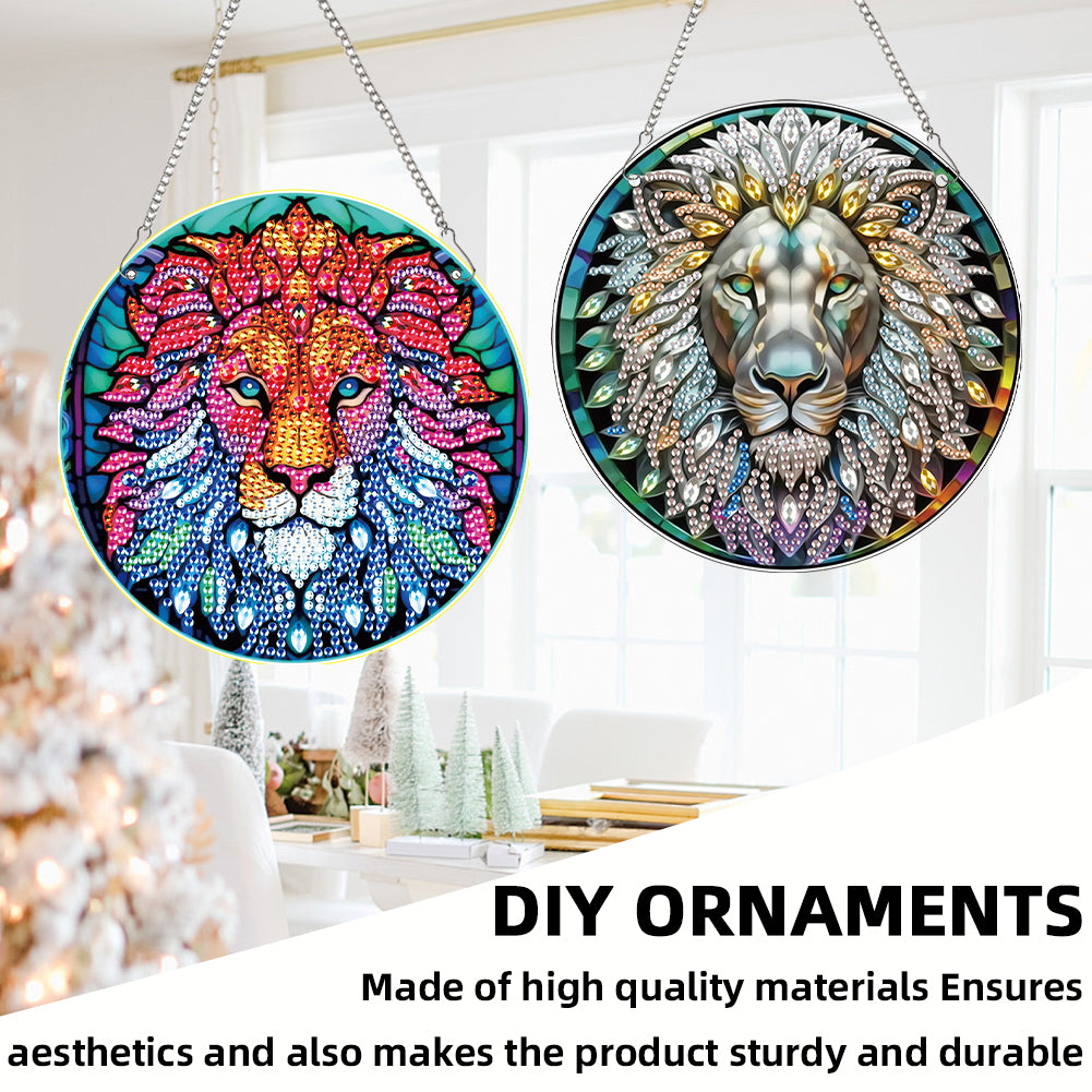 2pcs Animal Theme 2D Flat DIY Diamond Art Pendant Wall Decor for Home & Windows