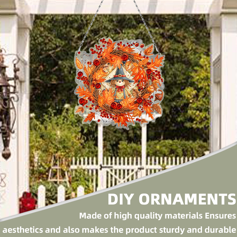 Fall Theme 2D Flat DIY Hanging Diamond Art Kits Wall Decor for Home & Windows