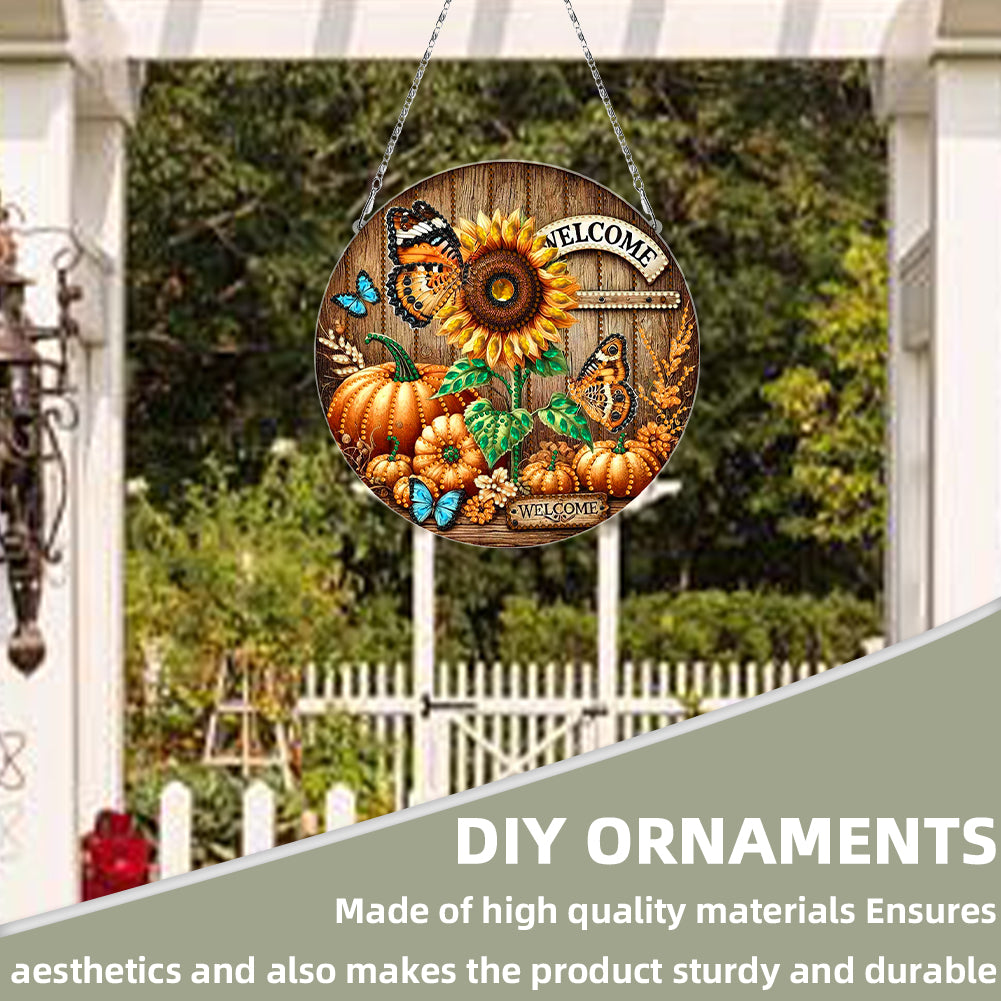 Fall Theme 2D Flat DIY Hanging Diamond Art Kits Wall Decor for Home & Windows