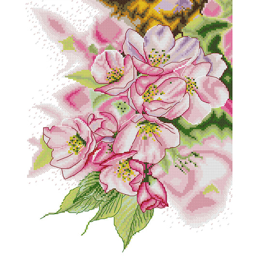 Colorful Magnolia - 14CT Stamped Cross Stitch 30*38CM (Joy Sunday)