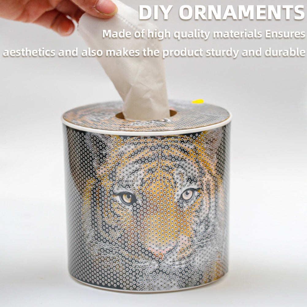 Tiger DIY Diamond Painting Handmade Tissue Holder Rhinestones Crystal Tissue Box