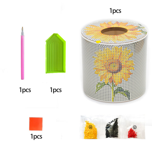 Sunflower DIY Diamond Painting Handmade Tissue Holder Rhinestones Tissue Box