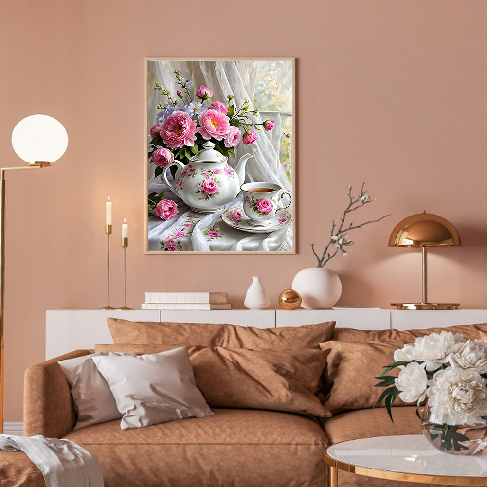 Flower Afternoon Tea - Full Round Drill Diamond Painting 30*40CM