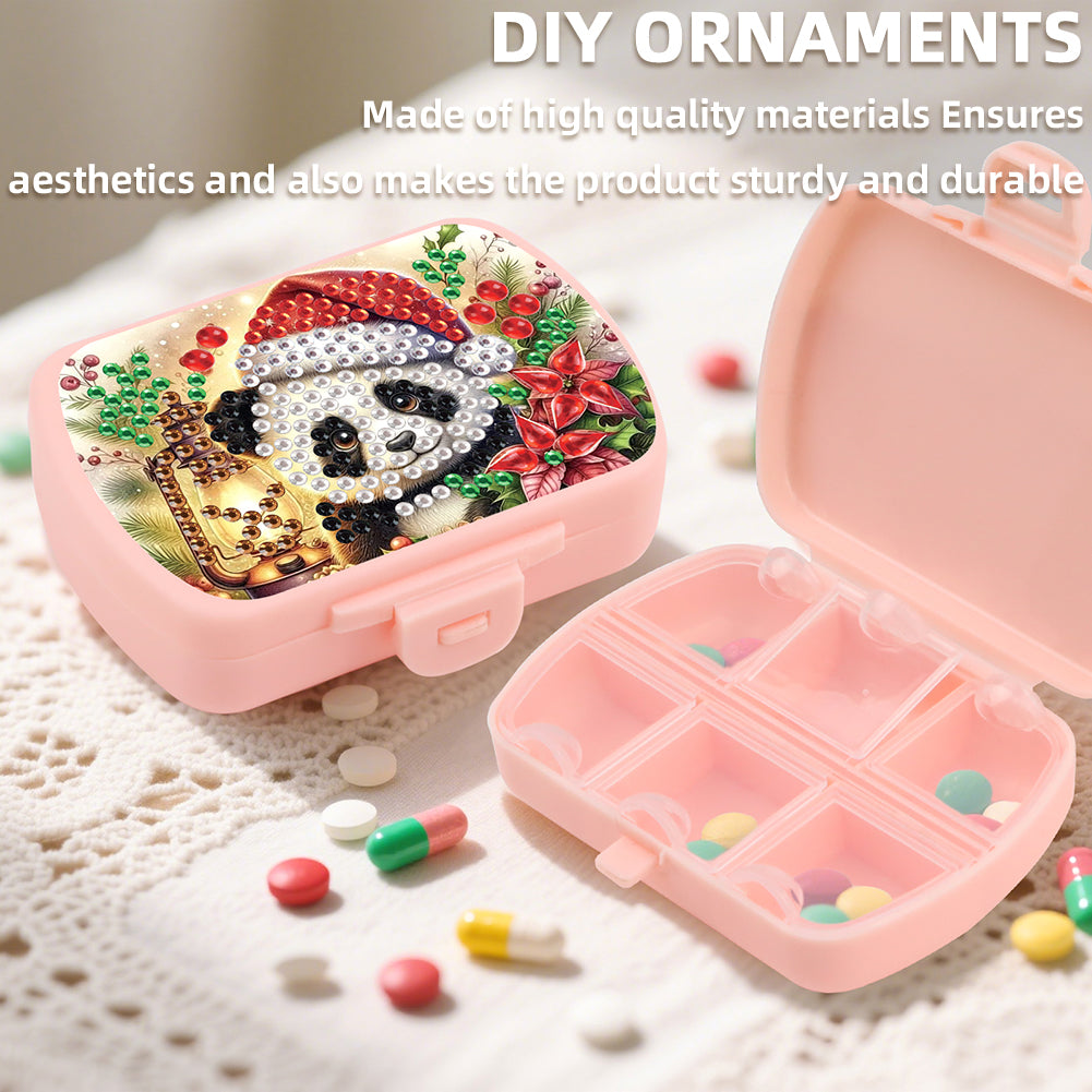 2Pcs 5D DIY Animal Theme Diamond Art Pill Storage Case Rhinestone Pill Organizer