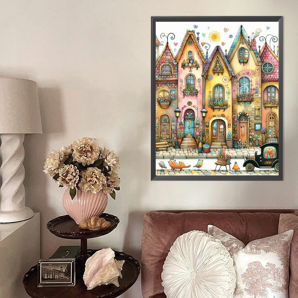 Colorful House - Full Round Drill Diamond Painting 40*50CM