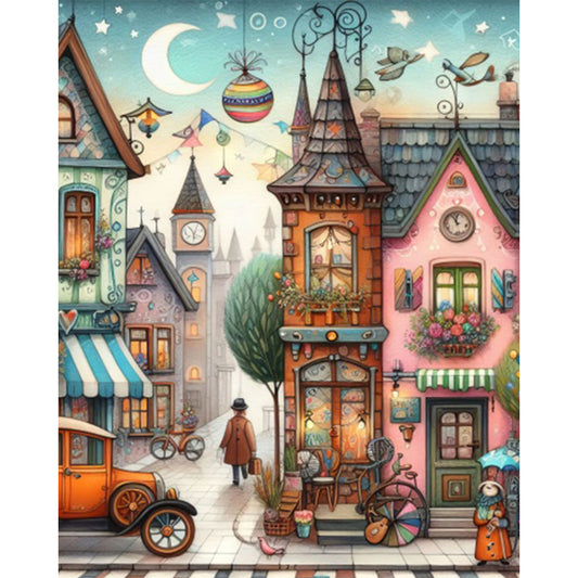 Colorful House - Full Round Drill Diamond Painting 40*50CM