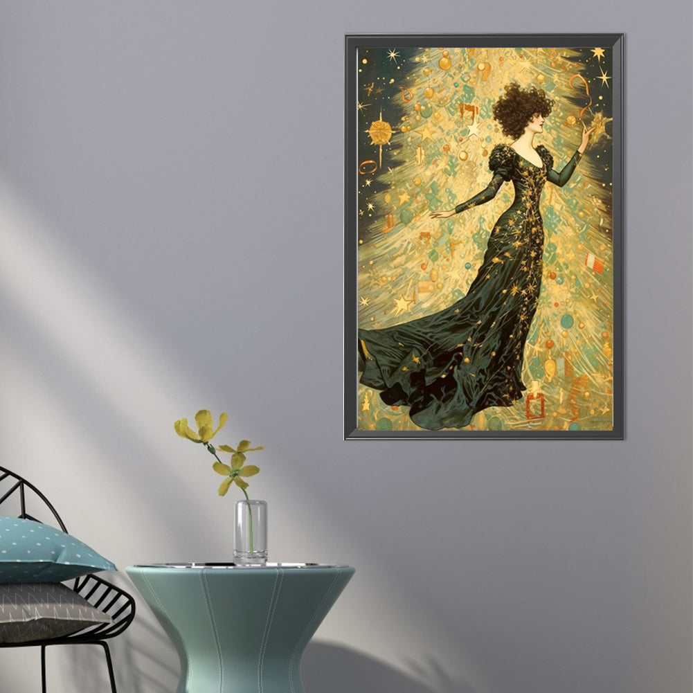 Christmas Tree Lady - Full Round Drill Diamond Painting 40*60CM