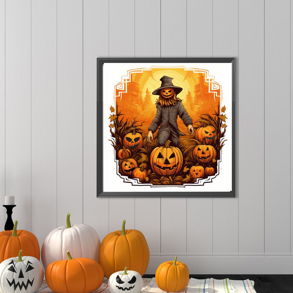 Halloween Pumpkin Skeleton - Full Round Drill Diamond Painting 40*40CM