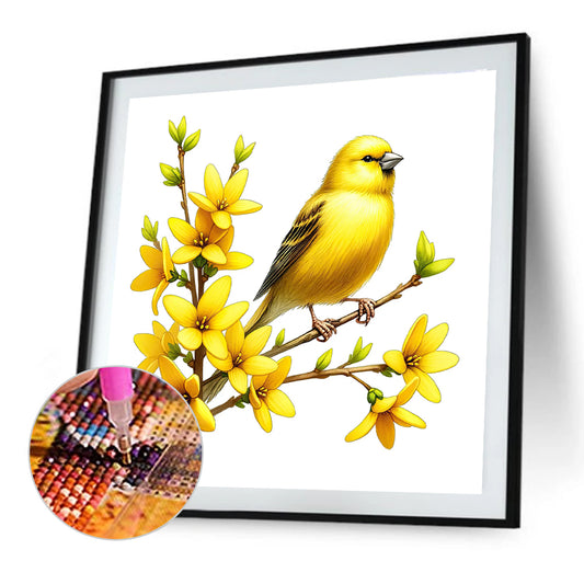 Yellow Flower And Bird - Full Round Drill Diamond Painting 30*30CM
