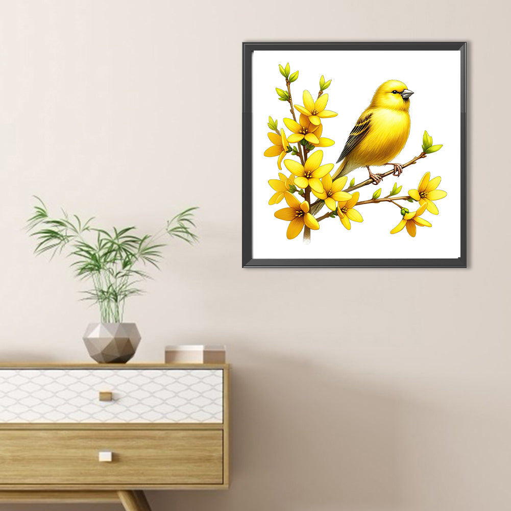 Yellow Flower And Bird - Full Round Drill Diamond Painting 30*30CM