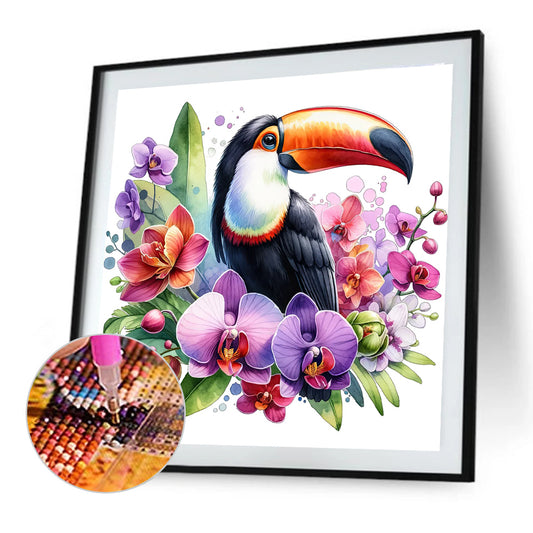 Phalaenopsis And Bird - Full Round Drill Diamond Painting 30*30CM