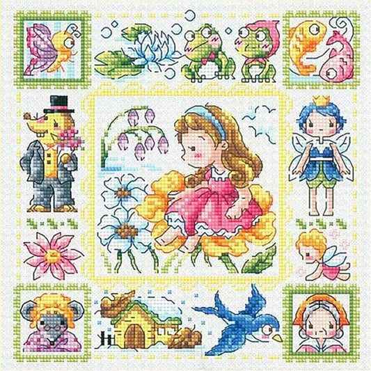 Girl On The Flower - 14CT Stamped Cross Stitch 30*30CM(Fairy Brand)