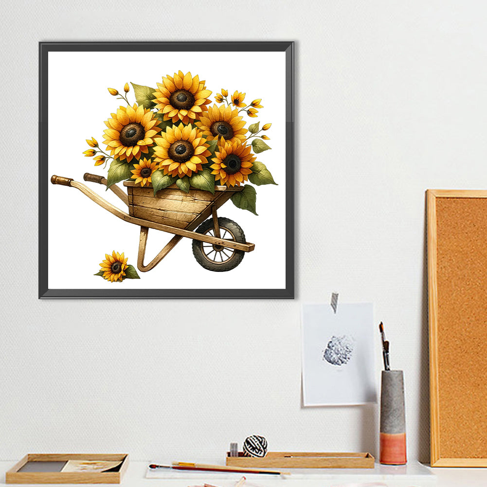 Sunflower Cart - Full Round Drill Diamond Painting 30*30CM