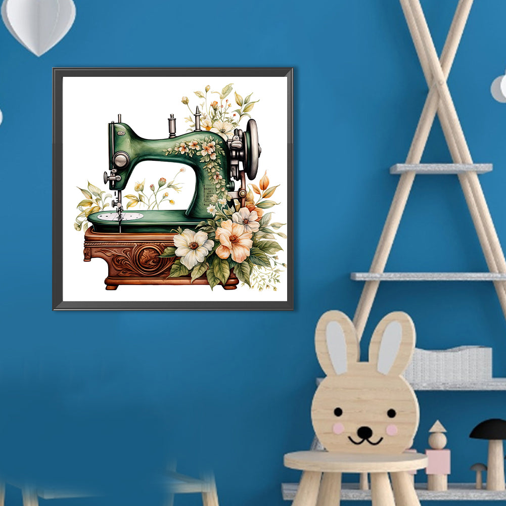 Sewing Machine And Flower - Full Round Drill Diamond Painting 40*40CM