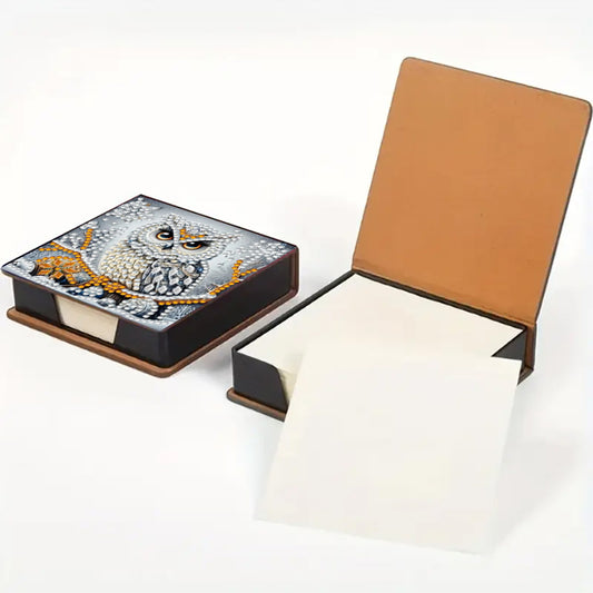 5D DIY Leather Diamond Art Note Box with 160 Sheets Paper for Desktop Decoration