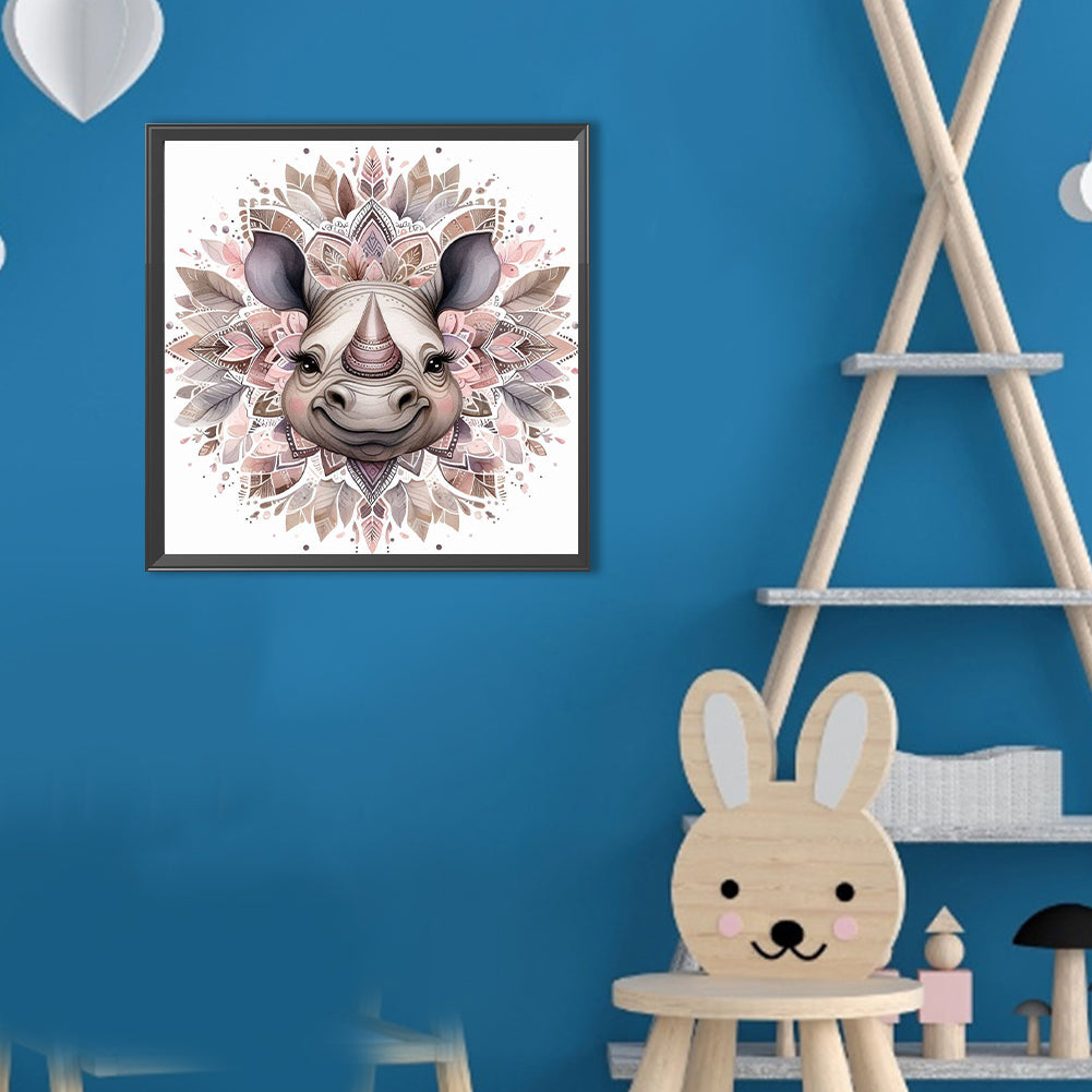 Mandala Rhino - Full Round Drill Diamond Painting 30*30CM