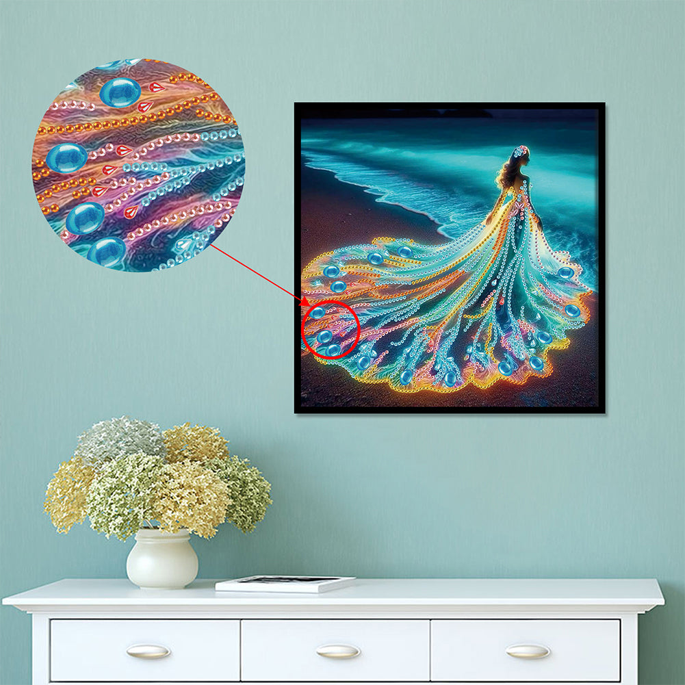 Girl With A Beautiful Skirt - Special Shaped Drill Diamond Painting 30*30CM