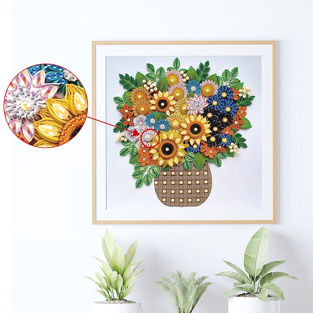 Quilling Sunflower Bouquet - Special Shaped Drill Diamond Painting 30*30CM