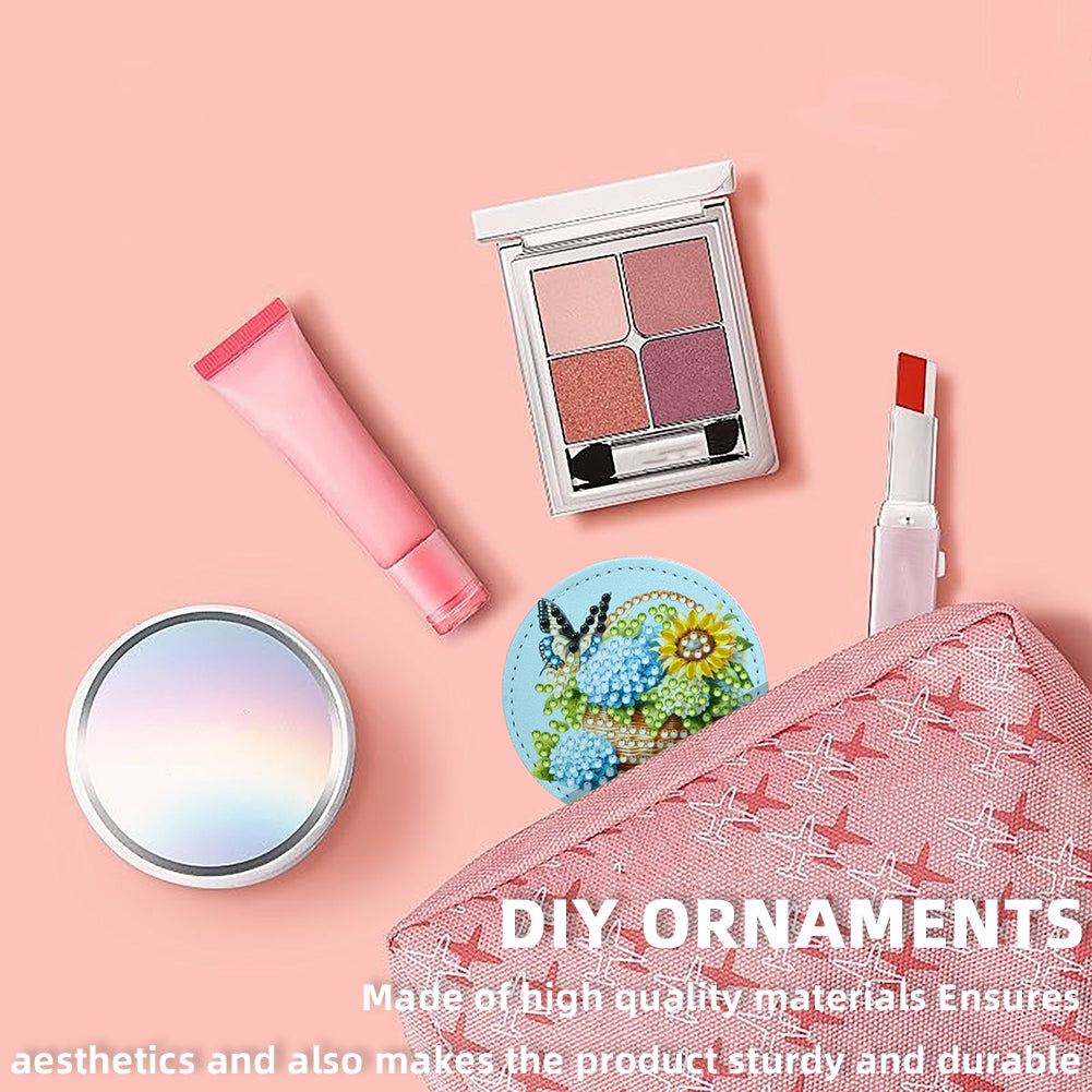DIY Diamond Art Portable Cosmetic Mirror Diamond Painting Crafts for Home Office