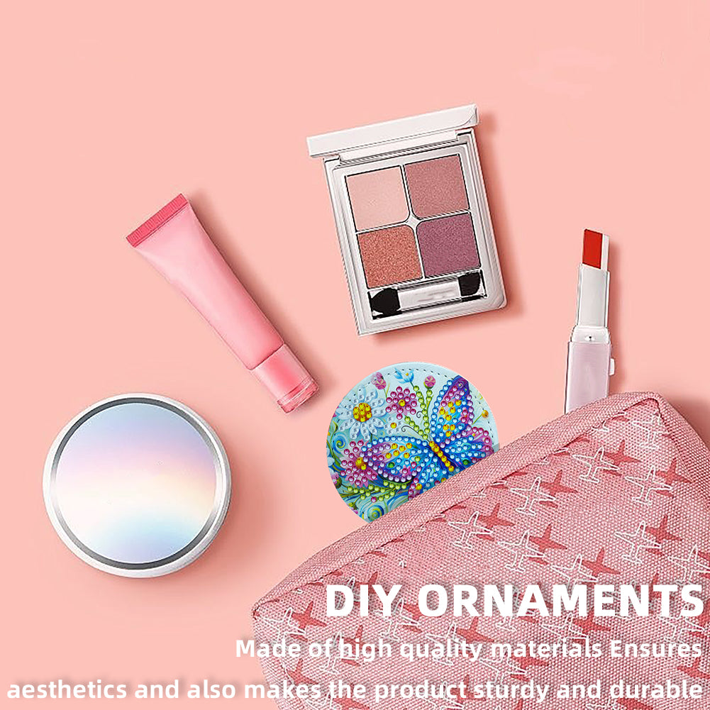 DIY Diamond Art Portable Cosmetic Mirror Diamond Painting Crafts for Home Office