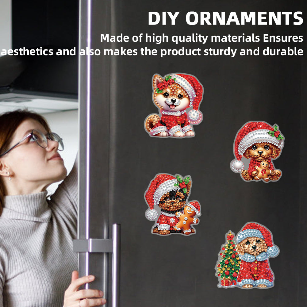 6PCS 2D Flat Xmas DIY Crystal Refrigerator Magnet Round Diamond Magnetic Sticker