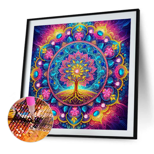 Mandala Tree Of Life - Special Shaped Drill Diamond Painting 30*30CM