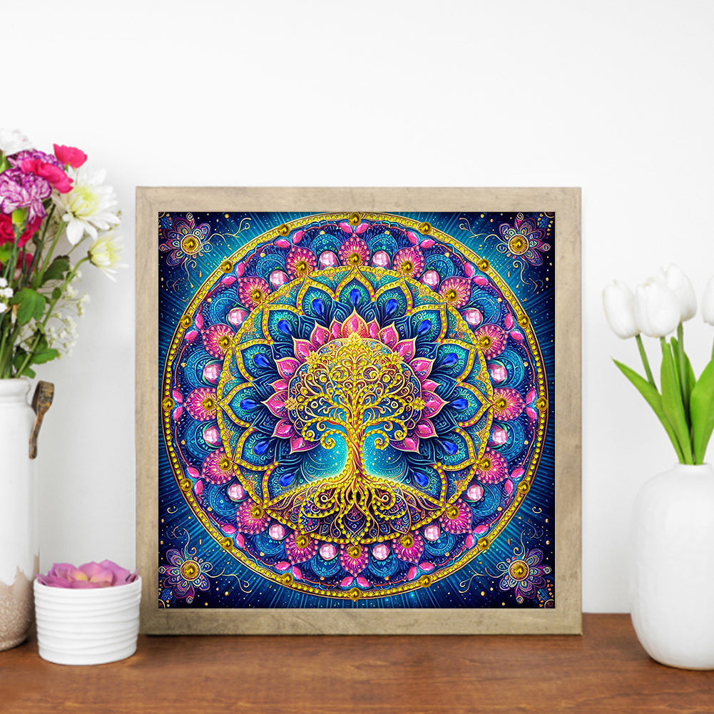 Mandala Tree Of Life - Special Shaped Drill Diamond Painting 30*30CM